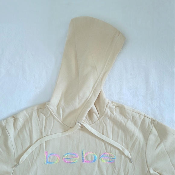 bebe Sport⛹️ Rainbow🌈 Sequin Logo Hoodie with Thumb👍 Holes - NWT - Picture 4 of 16